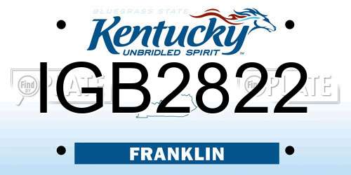 IGB2822 Kentucky License Plate
