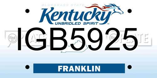 IGB5925 Kentucky License Plate