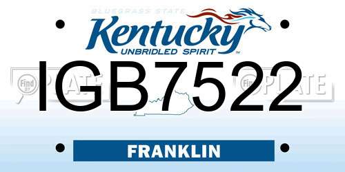 IGB7522 Kentucky License Plate