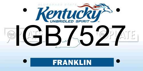 IGB7527 Kentucky License Plate
