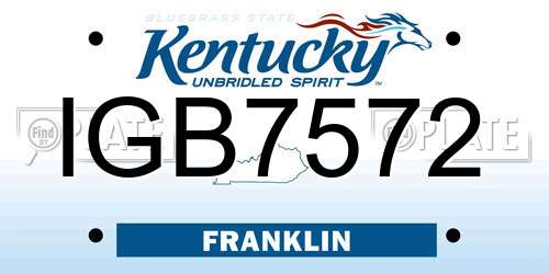 IGB7572 Kentucky License Plate