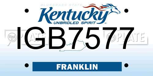 IGB7577 Kentucky License Plate