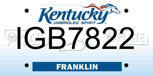 IGB7822 Kentucky License Plate