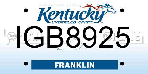 IGB8925 Kentucky License Plate