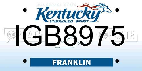 IGB8975 Kentucky License Plate
