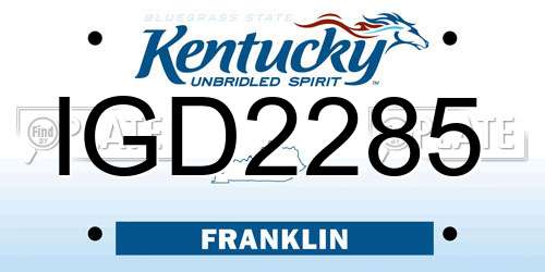 IGD2285 Kentucky License Plate