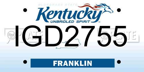 IGD2755 Kentucky License Plate