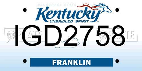 IGD2758 Kentucky License Plate