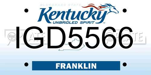 IGD5566 Kentucky License Plate