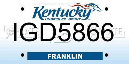 IGD5866 Kentucky License Plate