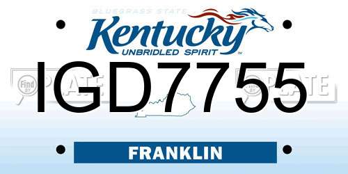 IGD7755 Kentucky License Plate