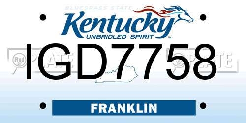 IGD7758 Kentucky License Plate