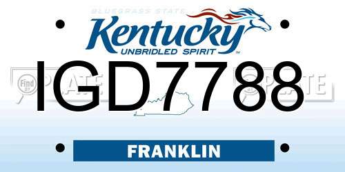 IGD7788 Kentucky License Plate