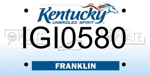 IGI0580 Kentucky License Plate