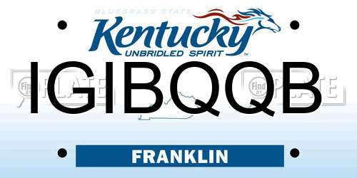 IGIBQQB Kentucky License Plate
