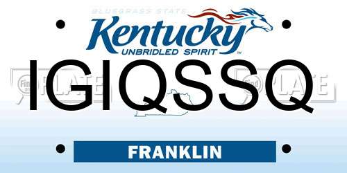 IGIQSSQ Kentucky License Plate