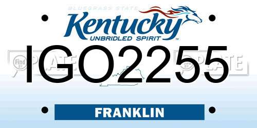 IGO2255 Kentucky License Plate