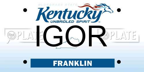 IGOR Kentucky License Plate