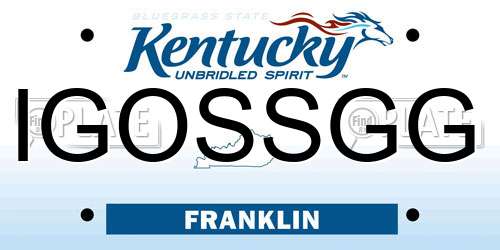 IGOSSGG Kentucky License Plate