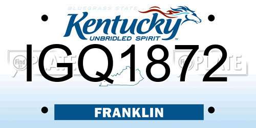 IGQ1872 Kentucky License Plate
