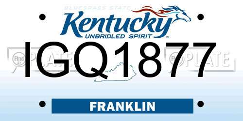 IGQ1877 Kentucky License Plate