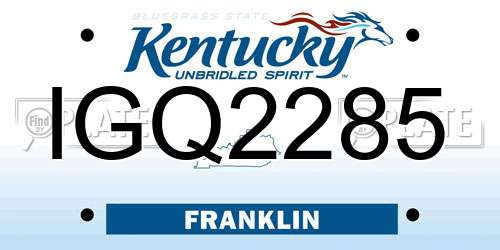 IGQ2285 Kentucky License Plate
