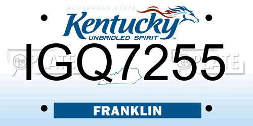 IGQ7255 Kentucky License Plate