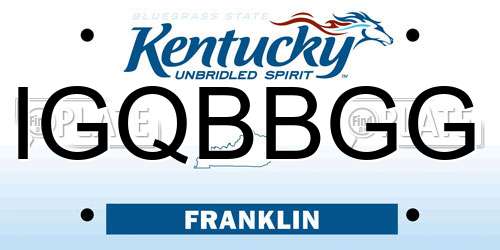 IGQBBGG Kentucky License Plate