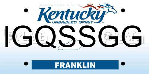 IGQSSGG Kentucky License Plate