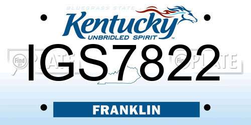 IGS7822 Kentucky License Plate