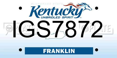 IGS7872 Kentucky License Plate
