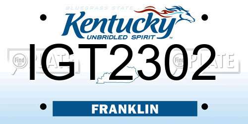 IGT2302 Kentucky License Plate