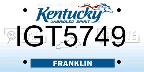 IGT5749 Kentucky License Plate