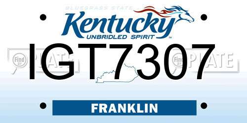 IGT7307 Kentucky License Plate