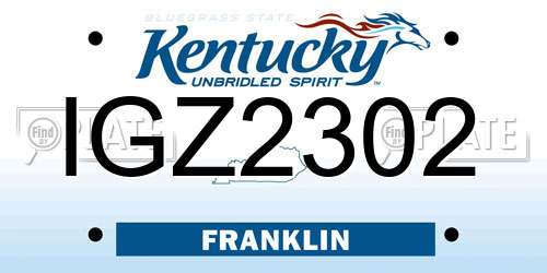 IGZ2302 Kentucky License Plate