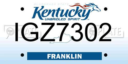 IGZ7302 Kentucky License Plate