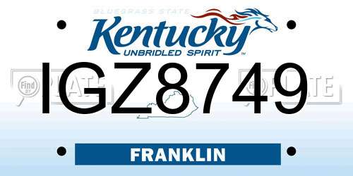 IGZ8749 Kentucky License Plate