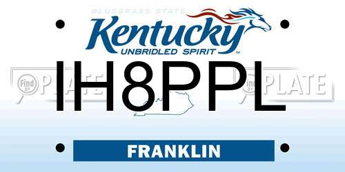 IH8PPL Kentucky License Plate