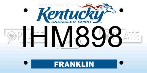 IHM898 Kentucky License Plate