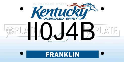 II0J4B Kentucky License Plate