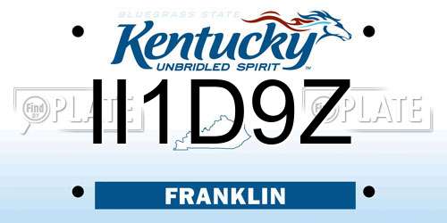 II1D9Z Kentucky License Plate