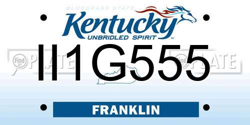 II1G555 Kentucky License Plate
