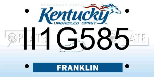 II1G585 Kentucky License Plate