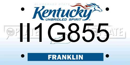 II1G855 Kentucky License Plate