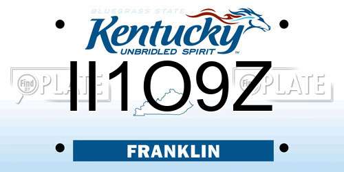 II1O9Z Kentucky License Plate