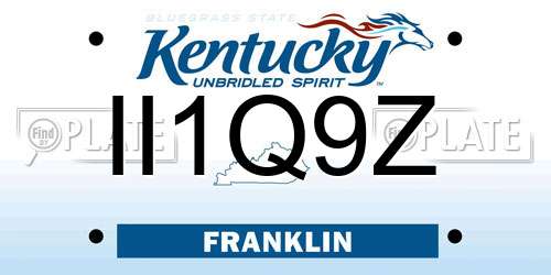II1Q9Z Kentucky License Plate