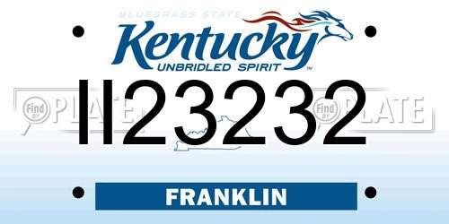 II23232 Kentucky License Plate