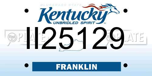 II25129 Kentucky License Plate