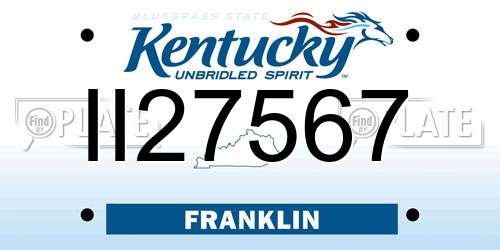 II27567 Kentucky License Plate