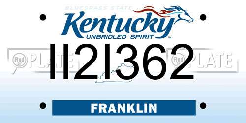 II2I362 Kentucky License Plate